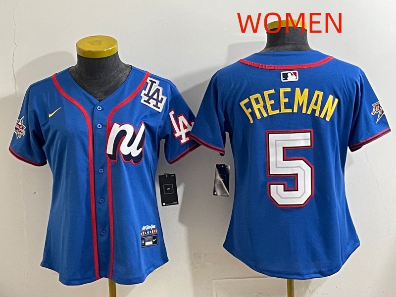 Women 2025 Los Angeles Dodgers #5 Freeman Blue Nike 2025 MLB All Star Jersey style 007